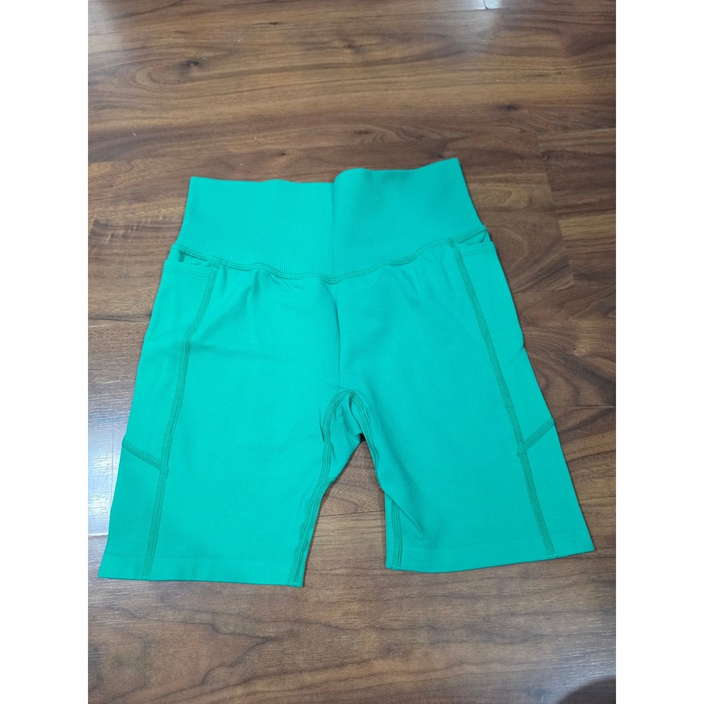 NWOT Pink Active Victoria's Secret Bike Shorts Small Green High Waist Pockets